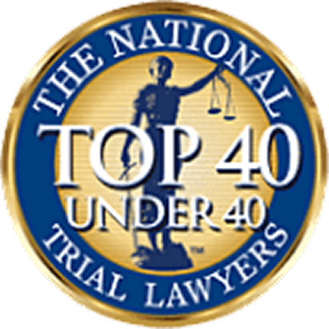 Top 40 Under 40 Trial Lawyers Award Badge National Top 40 Under 40 Trial Lawyers badge representing legal excellence and attorney recognition